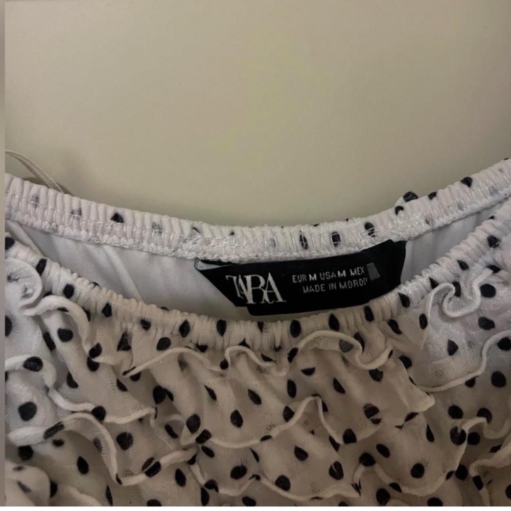 Zara Strapless Polka-Dot off the shoulder ruffle mini dress - Picture 5 of 5